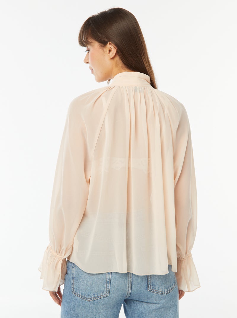 Blusa fluida com mangas com folhos Bege - Kiabi
