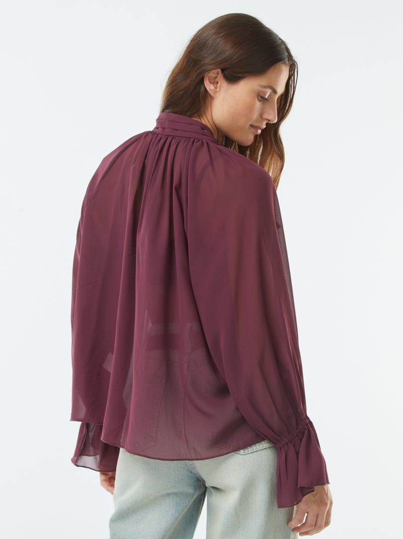 Blusa fluida com mangas com folhos Vermelho - Kiabi