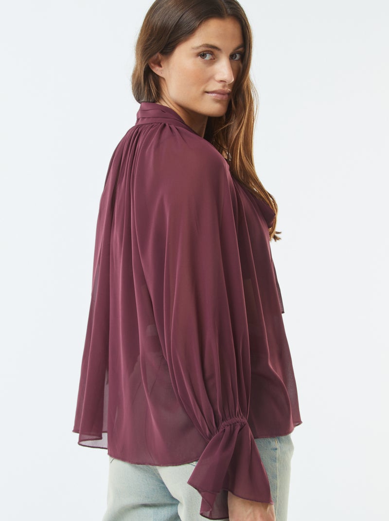 Blusa fluida com mangas com folhos Vermelho - Kiabi