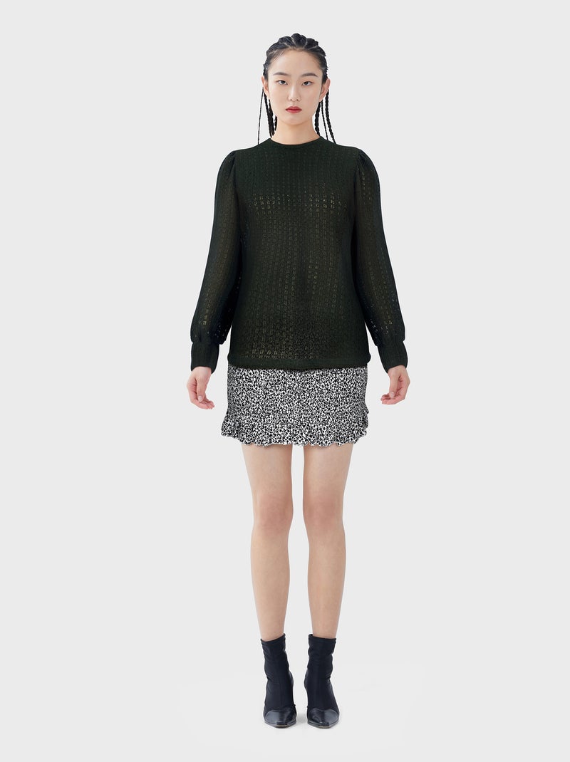 Blusa fluida com mangas de balão PRETO - Kiabi