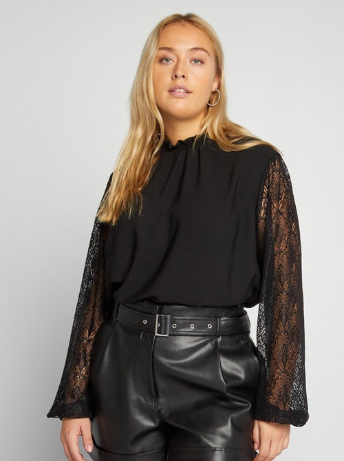 Blusa fluida com mangas de renda - Kiabi