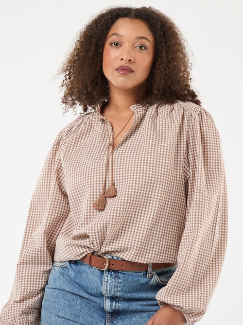 Blusa fluida com padrão vichy - Kiabi