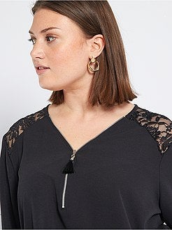Blusa fluida com renda - Kiabi