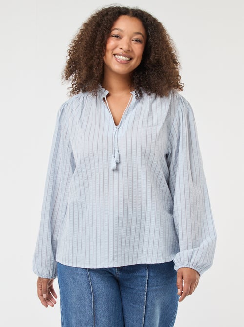 Blusa fluida com riscas finas - Kiabi