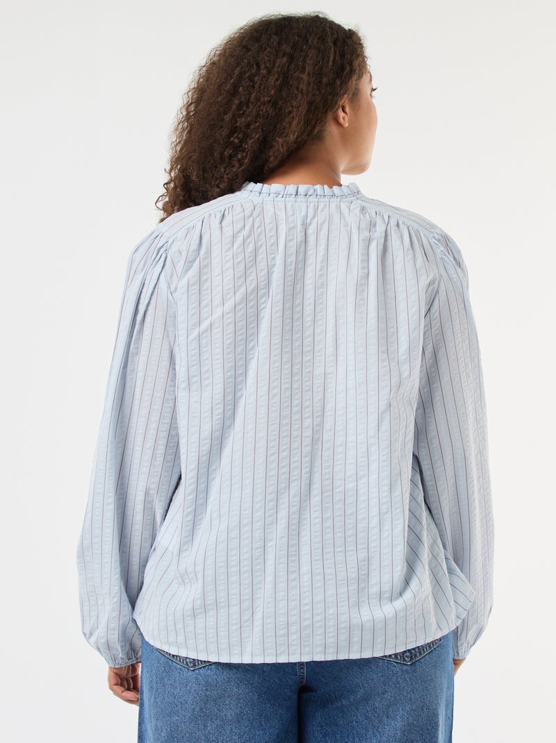 Blusa fluida com riscas finas Azul - Kiabi