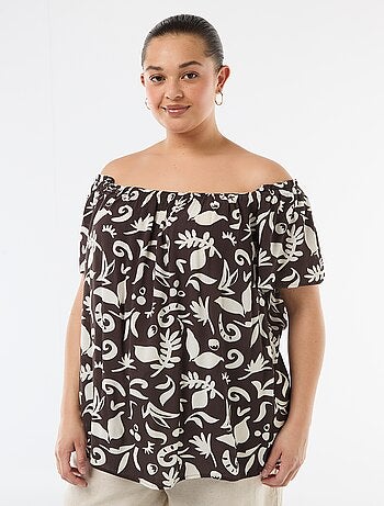 Blusa fluida crepe com mangas curtas