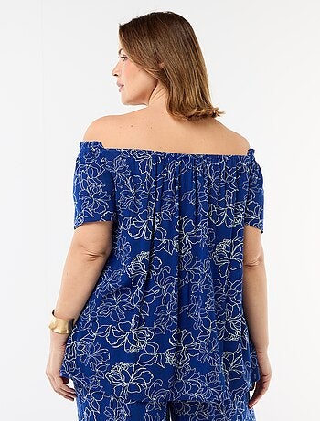 Blusa fluida crepe com mangas curtas