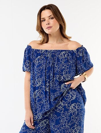Blusa fluida crepe com mangas curtas