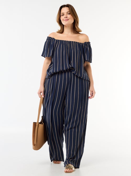 Blusa fluida crepe com mangas curtas - Kiabi