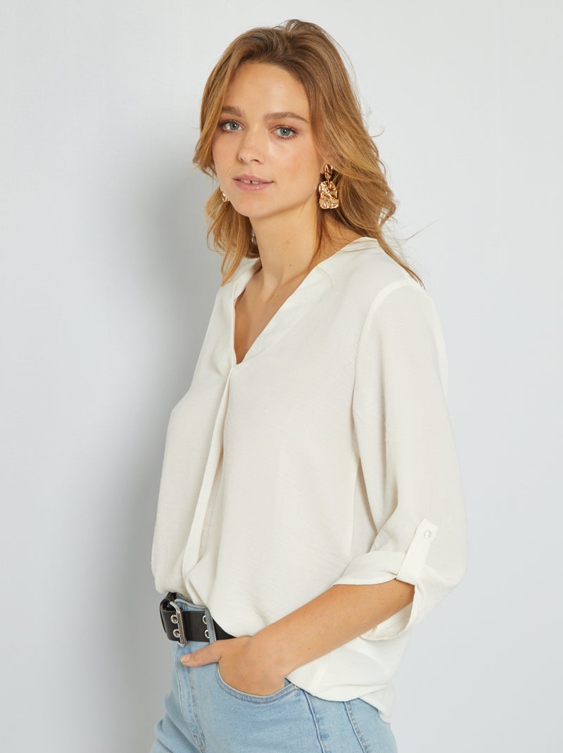 Blusa fluida de manga comprida 'JDY' Branco - Kiabi