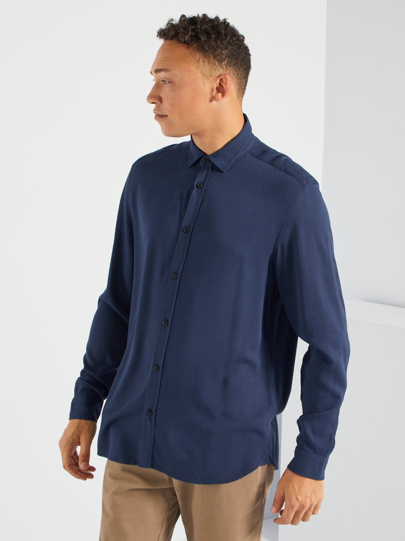 Blusa fluida em viscose Azul Preto - Kiabi