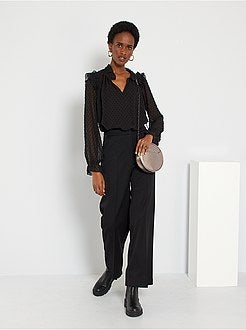 Blusa fluida em voile a ponto cheio - Kiabi