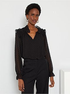 Blusa fluida em voile a ponto cheio - Kiabi