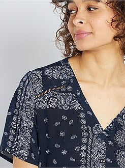 Blusa fluida estampada 'bandana' - Kiabi