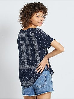 Blusa fluida estampada 'bandana' - Kiabi