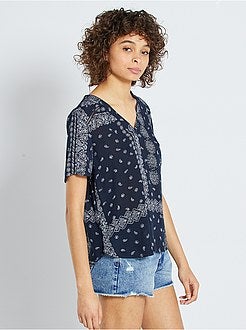 Blusa fluida estampada 'bandana' - Kiabi