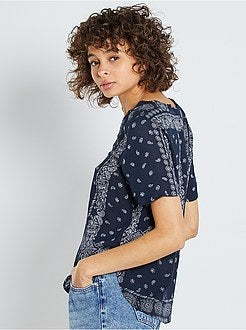 Blusa fluida estampada 'bandana' - Kiabi