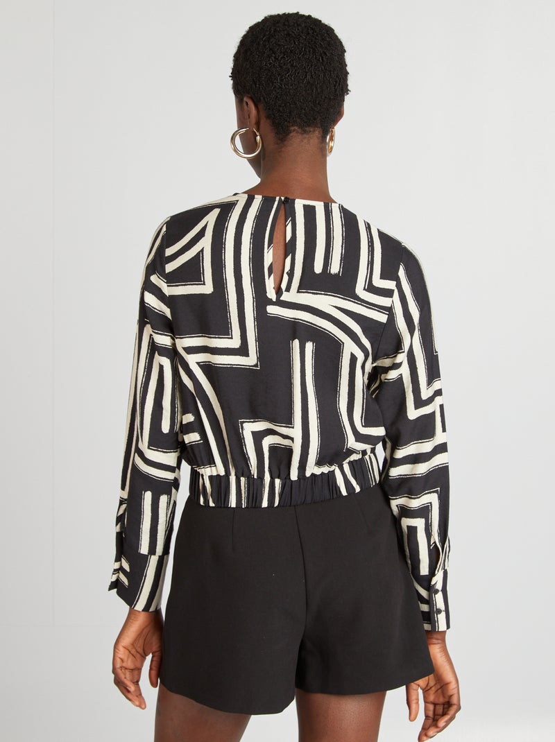 Blusa fluida estampada PRETO - Kiabi