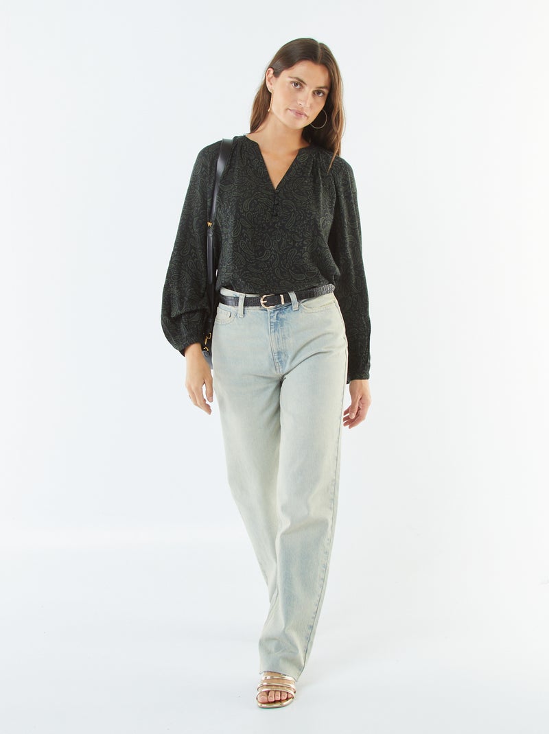 Blusa fluida estampada Preto - Kiabi