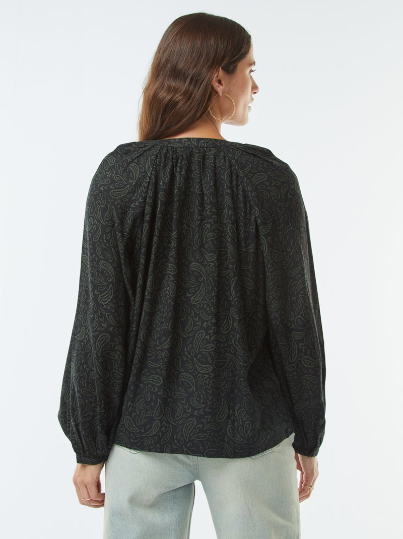 Blusa fluida estampada Preto - Kiabi