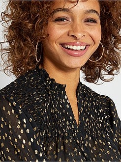 Blusa fluida estampado dourado - Kiabi