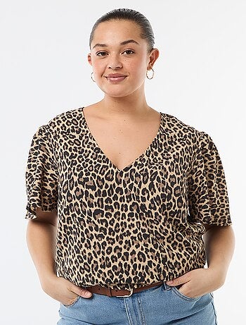 Blusa fluida lisa de manga curta