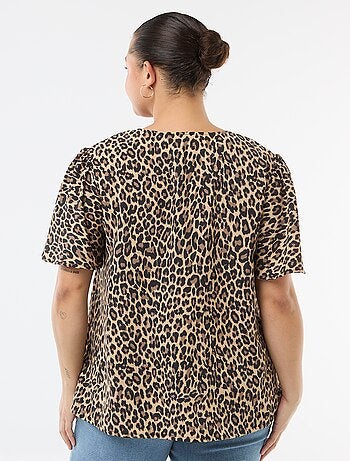 Blusa fluida lisa de manga curta