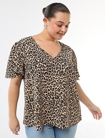 Blusa fluida lisa de manga curta