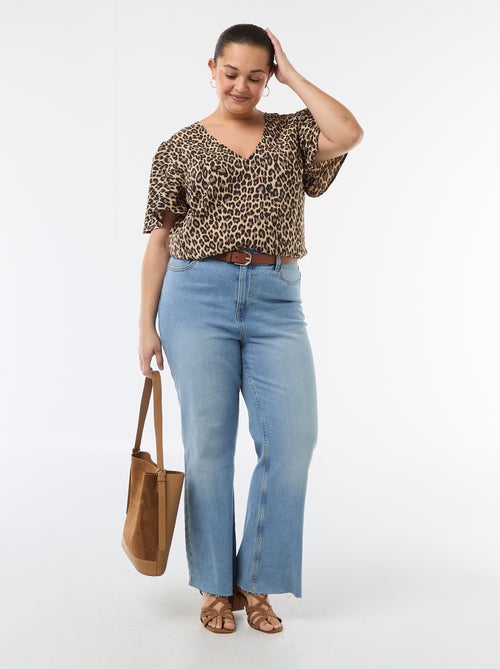 Blusa fluida lisa de manga curta - Kiabi