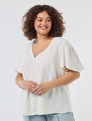 Blusa fluida lisa de manga curta