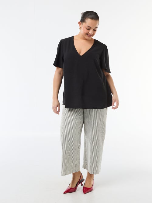 Blusa fluida lisa de manga curta - Kiabi