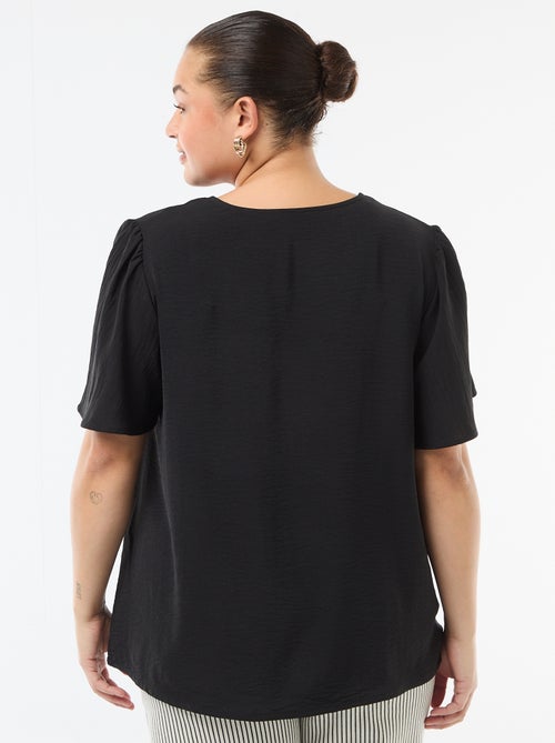 Blusa fluida lisa de manga curta - Kiabi