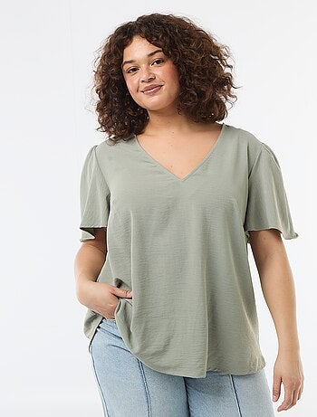 Blusa fluida lisa de manga curta