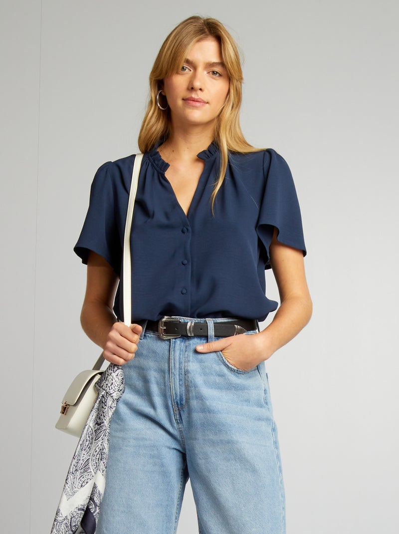 Blusa fluida marinho - Kiabi