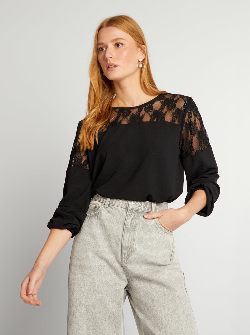 Blusa fluida PRETO - Kiabi