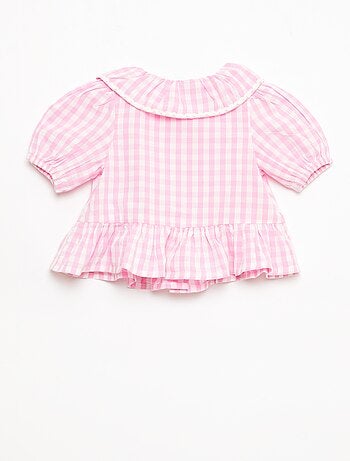 Blusa gola Peter Pan com folhos