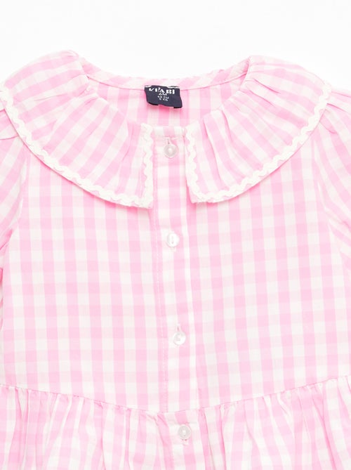 Blusa gola Peter Pan com folhos - Kiabi