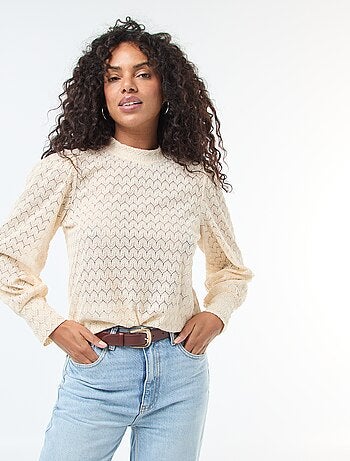 Blusa 'JDY' com bordados e gola alta