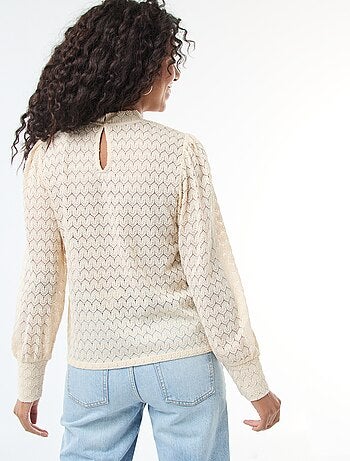 Blusa 'JDY' com bordados e gola alta