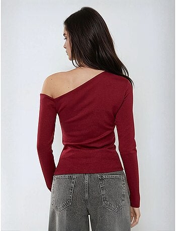 Blusa justa com decote assimétrico e manga comprida hiccup