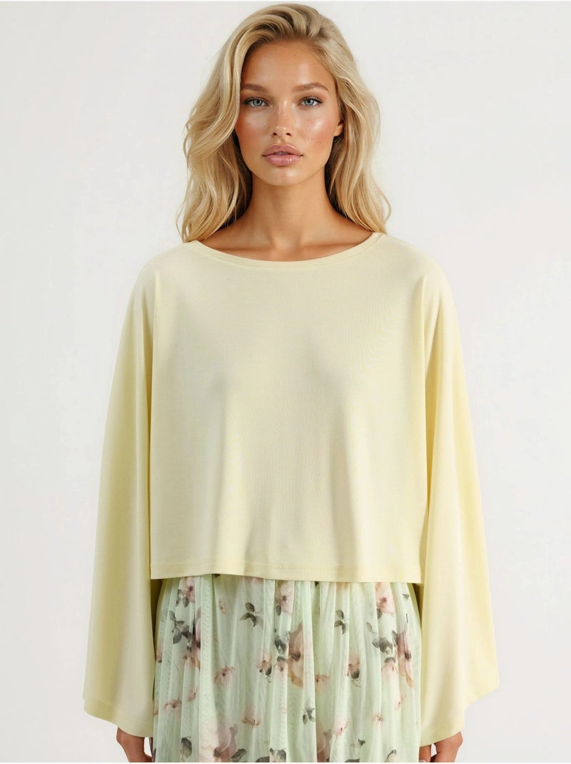 Blusa larga com decote barco busem Amarelo-limão - Kiabi