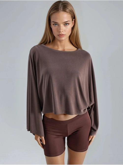 Blusa larga com decote barco busem - Kiabi Blusa larga com decote barco busem - Kiabi