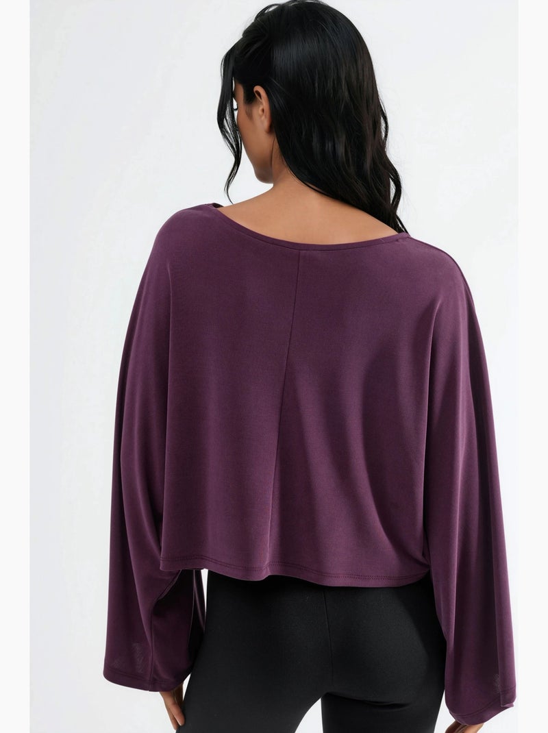 Blusa larga com decote barco busem Malva - Kiabi