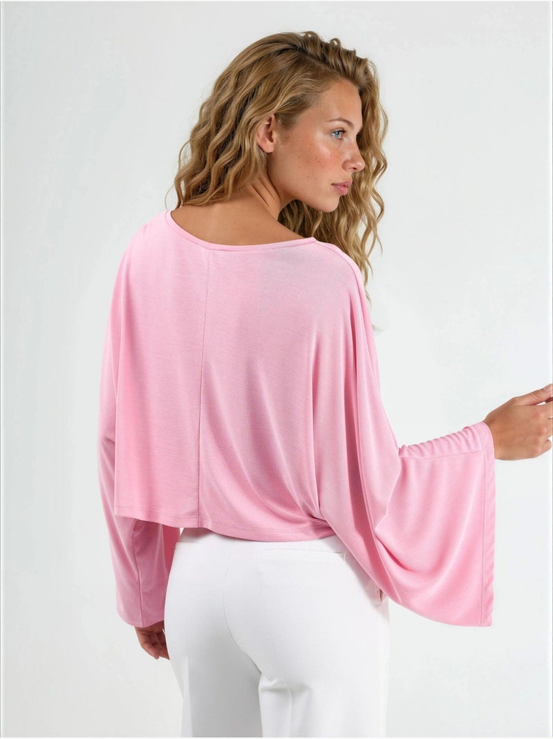 Blusa larga com decote barco busem Rosa-pálido - Kiabi