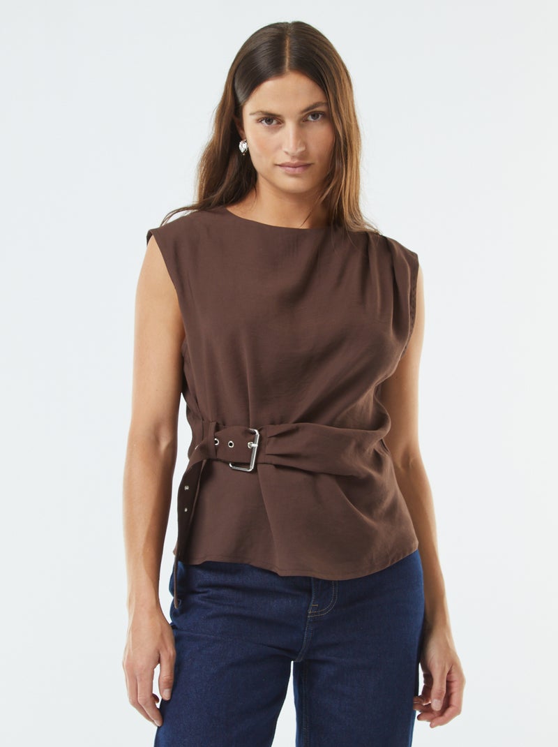 Blusa larga com fivela integrada Castanho - Kiabi