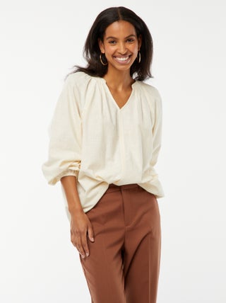 Blusa larga em algodão com bordados