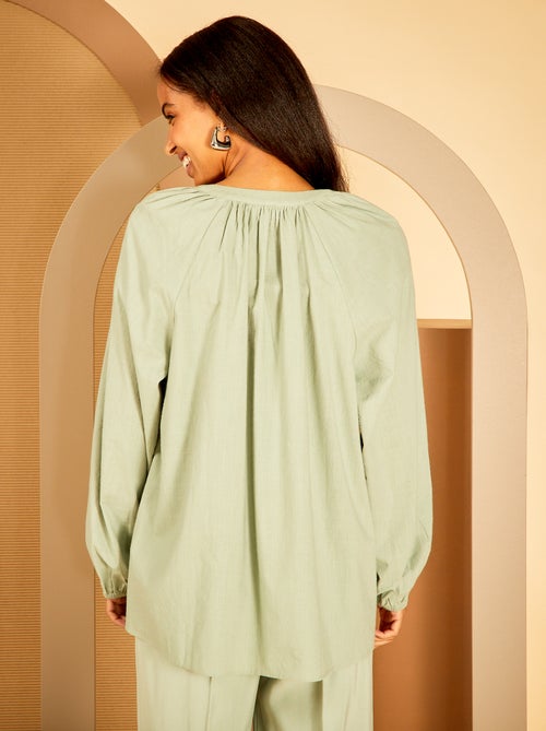 Blusa larga em algodão com bordados - Kiabi