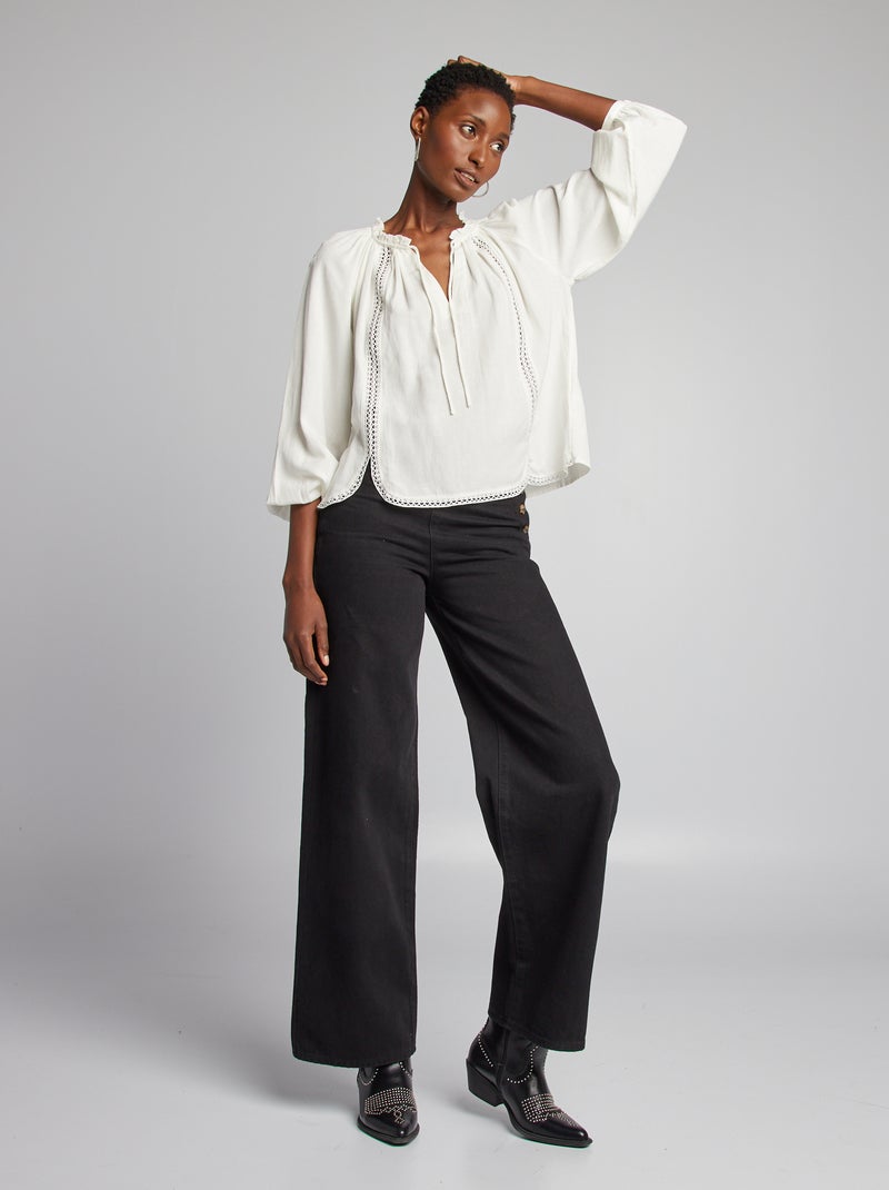 Blusa larga em linho misturado BEGE - Kiabi