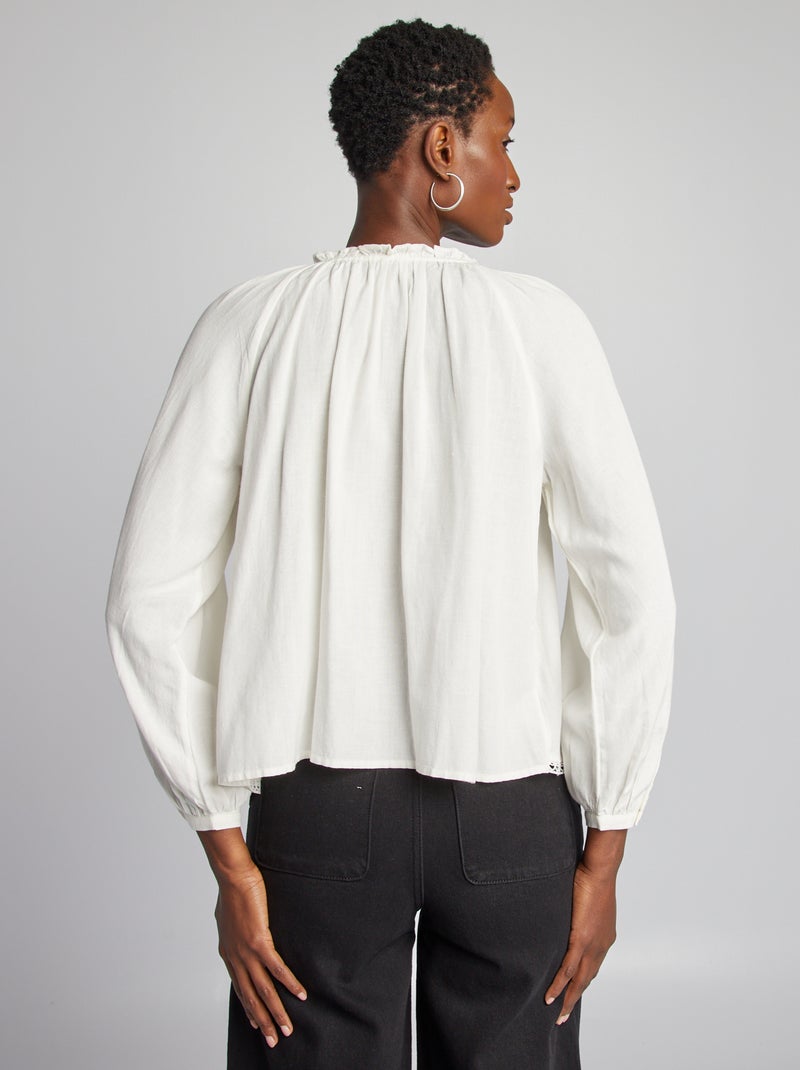 Blusa larga em linho misturado BEGE - Kiabi