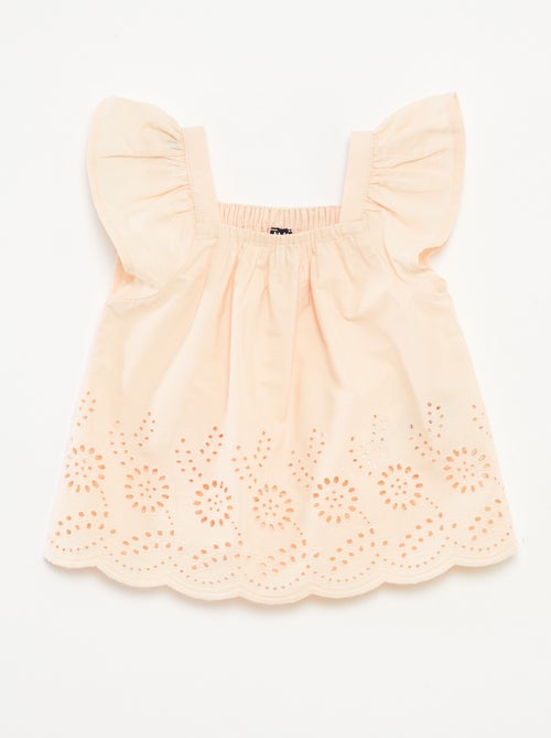 Blusa leve com alças com folhos e bordados - Kiabi